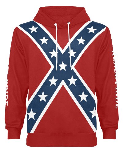 Rebel Pride Confederate Flag fleece lined polyester men's hoodie